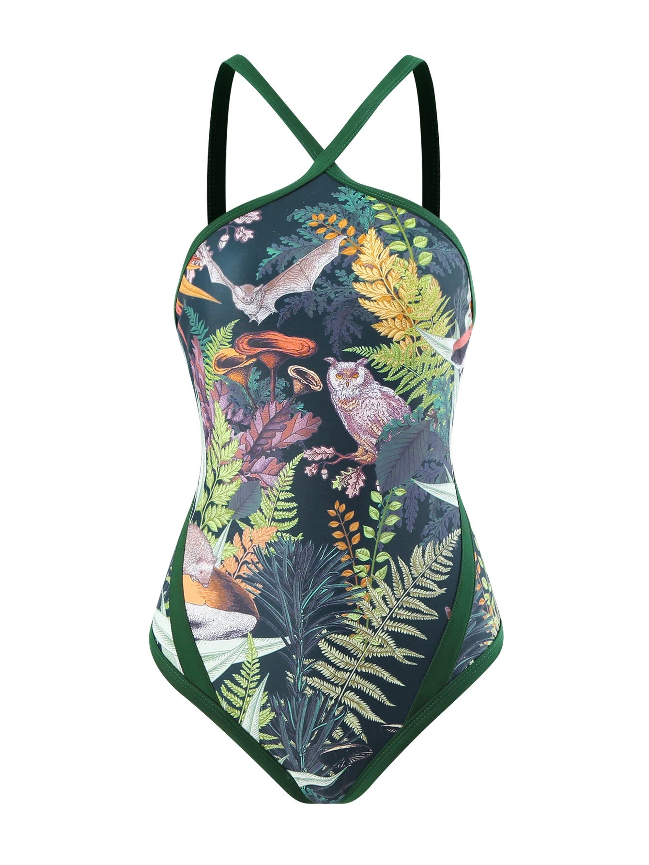 2024 Fashion Export New Arrival Women's Swimsuit Amazon Flower-Bird Print Sheath Mesh Long Dress One-Piece Swimsuit for Women