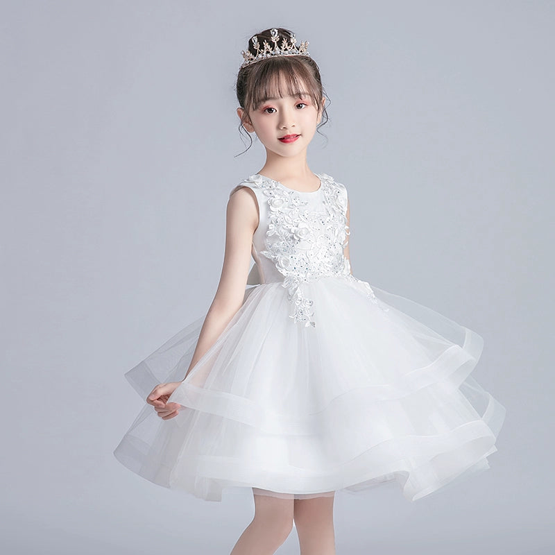 Girls' Princess Dress Summer Tulle Tutu Little Girls' Short Skirt Super Fashionable Children's Dress Piano Performance Performance Wear