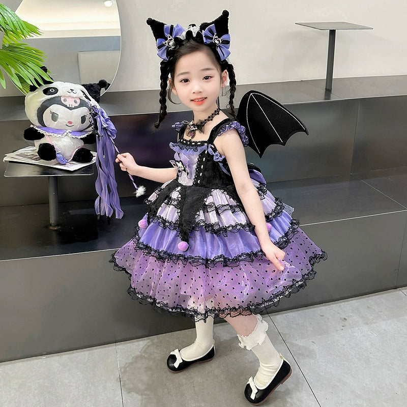 Girl Summer Dress Western Style Children Straps Lolita Princess Dress Girl's Birthday Suit Clow M Skirt
