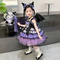 Girl Summer Dress Western Style Children Straps Lolita Princess Dress Girl's Birthday Suit Clow M Skirt