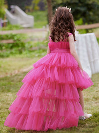 New Children's Princess Dress Pettiskirt Detachable Trailing Dress Gauze Dress Girls Piano Host Catwalk Performance Costumes