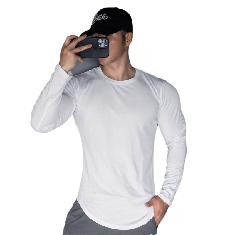 Spring and Autumn Long-Sleeved Men's Stretch Cotton Tight Bottoming T-shirt