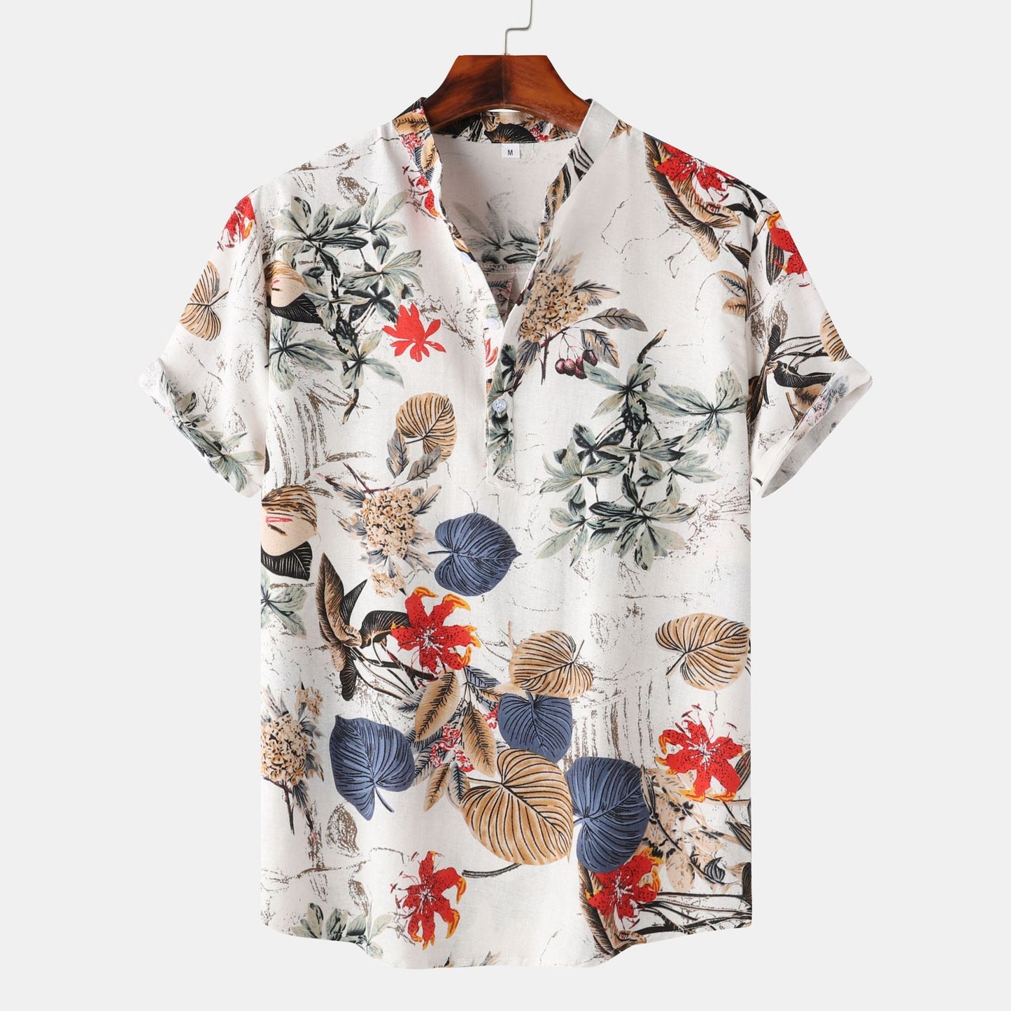 Men's Short-sleeved Shirt 2025 Summer New plus size Casual Hawaiian Printed Shirt Men's Cross-border Foreign Trade Men's Clothing