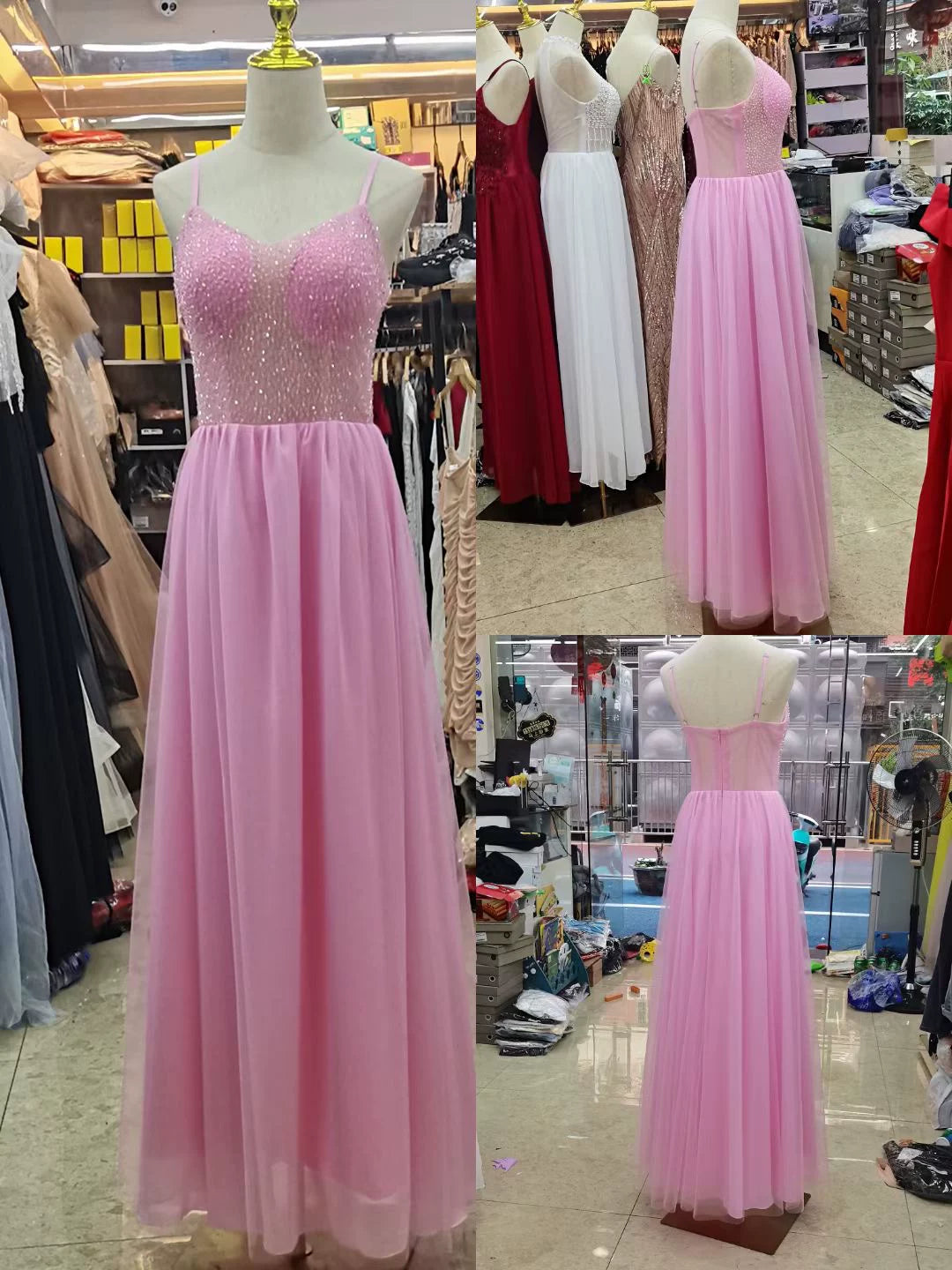2 Chiffon Hand-Stitched Super Fairy Fluttering Nightclub Bar KTV Model Catwalk Evening Dress Covering Belly Thin Pink