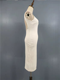 Elegant Elegance Open Back Featured Steel Ring Slim Looking Bodycon Dress
