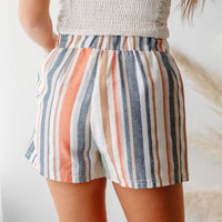 Retro Washed Casual Elastic Frill Waist Shorts