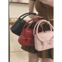 Women's Red Fashion Bowknot Shoulder Small Square Bag