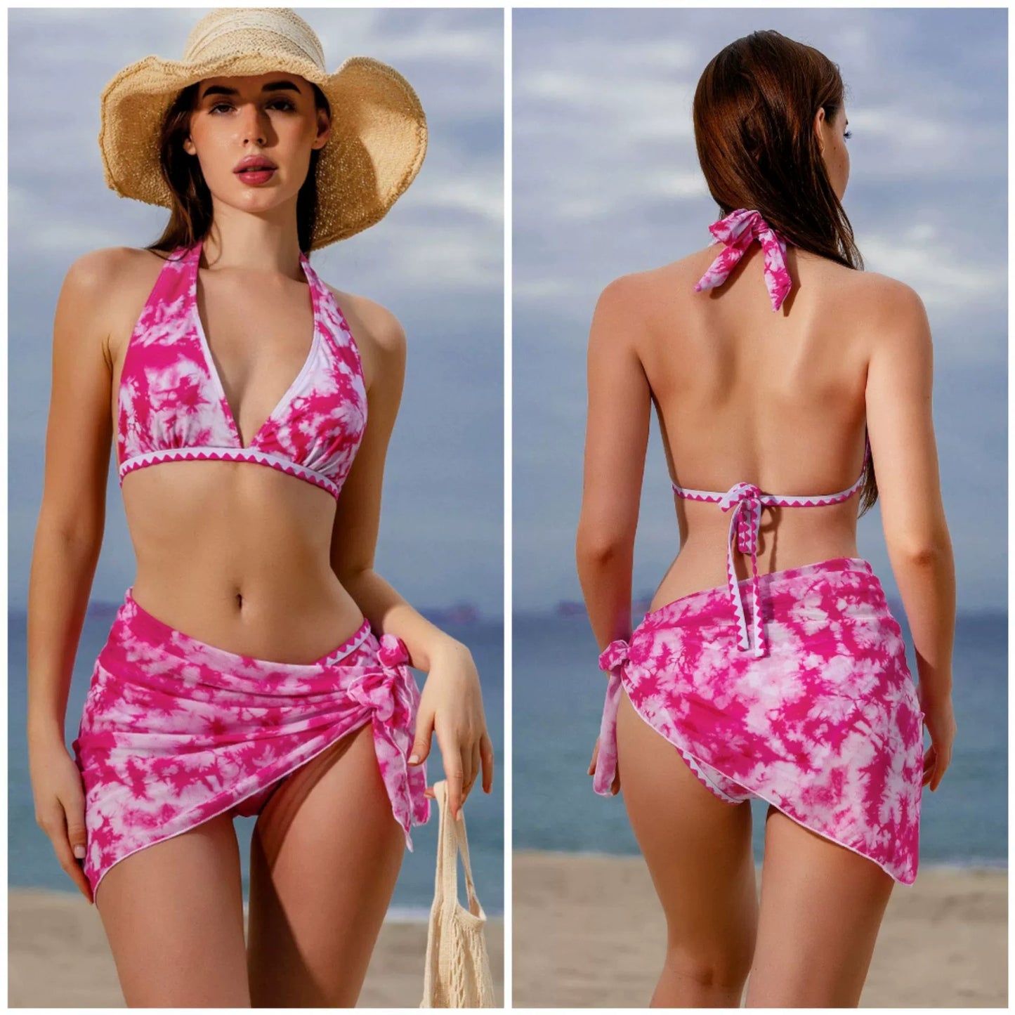 2024 New Arrival Export Cross-Border Amazon Fashion Sexy Print Separates Bikini Women's Swimsuit