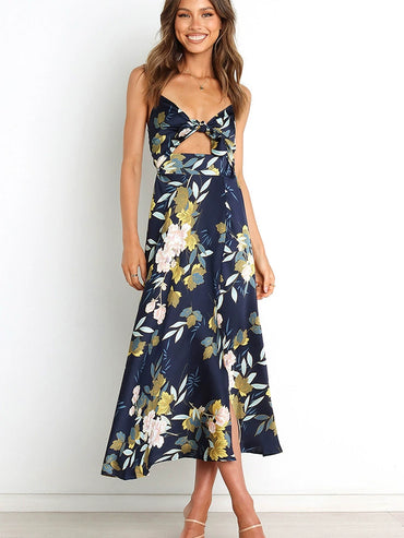 Waist-Tight Silm Summer Florals Printing Decoration Dress