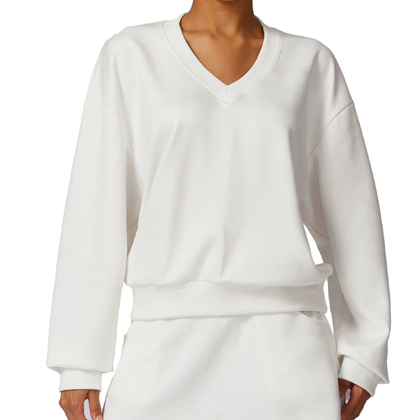 Fashion Spring Knitting Long Sleeve Sweatshirt Tops Outdoor Keep Warm Pullover All-Matching Loose-Fitting Casual Pullover V Neck