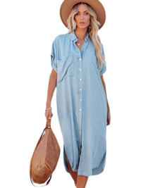 Fashion Loose Long One-Piece Summer Short-Sleeved Shirt Dress