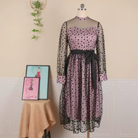 European/American plus Size New Polka Dot Dress Mesh