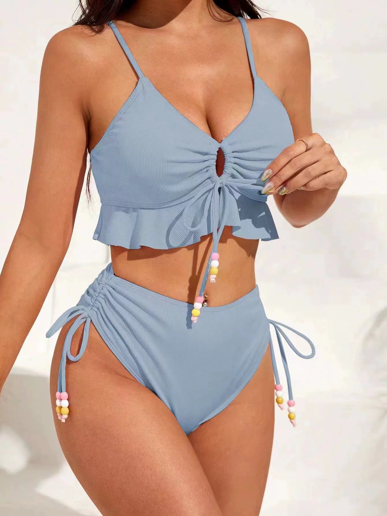 2024 New Arrival Export Amazon European and American Sexy Multicolor High Waist Separates Bikini Women's Swimsuit