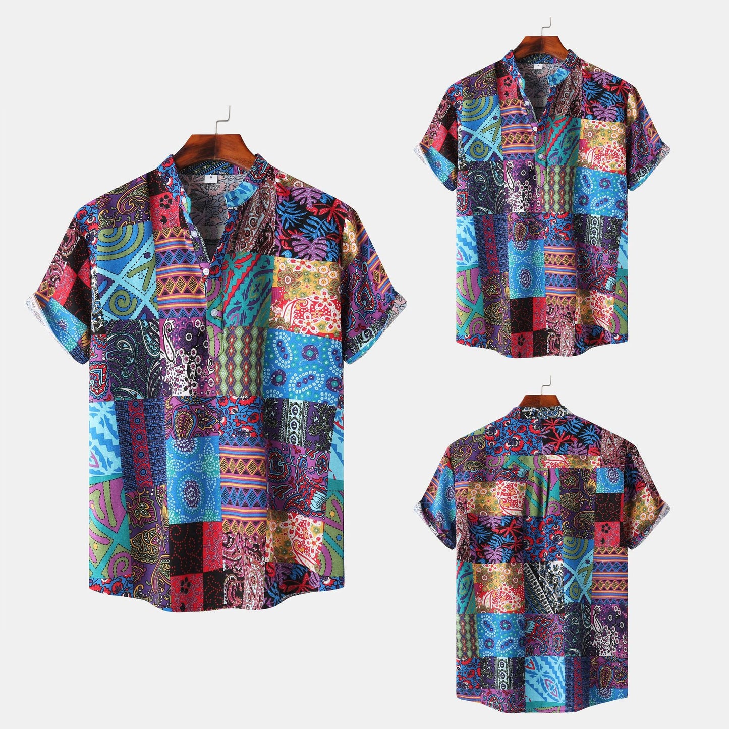 Men's Short-sleeved Shirt 2025 Summer New plus size Casual Hawaiian Printed Shirt Men's Cross-border Foreign Trade Men's Clothing
