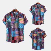Men's Short-sleeved Shirt 2025 Summer New plus size Casual Hawaiian Printed Shirt Men's Cross-border Foreign Trade Men's Clothing