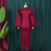 New Fashion plus Size High Waist Party Party Dress Wine Red Dress plus Size Party Dress