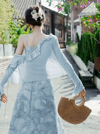 Light Blue Chic and Beautiful Two-piece Set Sling Dress