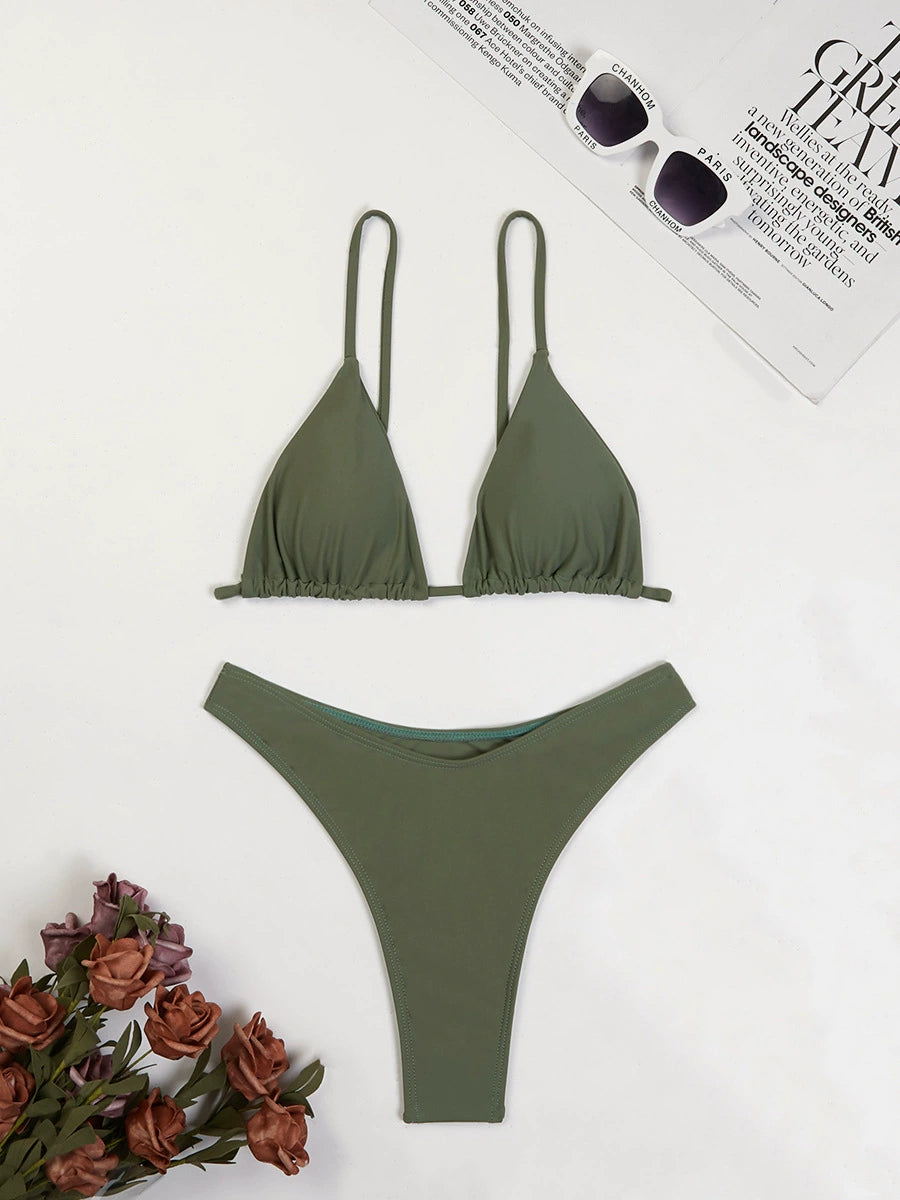 2024 Cross-Border Separates Swimsuit Women's Pure Color Sexy 2024 Cross-Border Separates Swimsuit Women's Pure Color Sexy