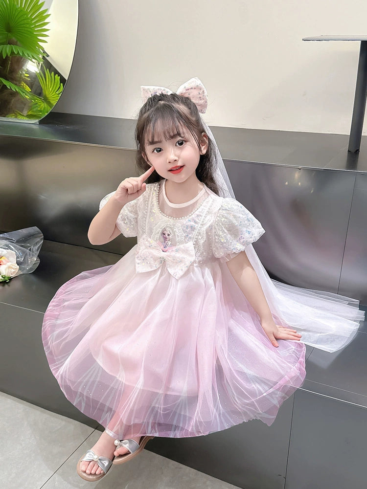 Princess Dress Summer Dress Western Style Kids Tulle Tutu Elsa