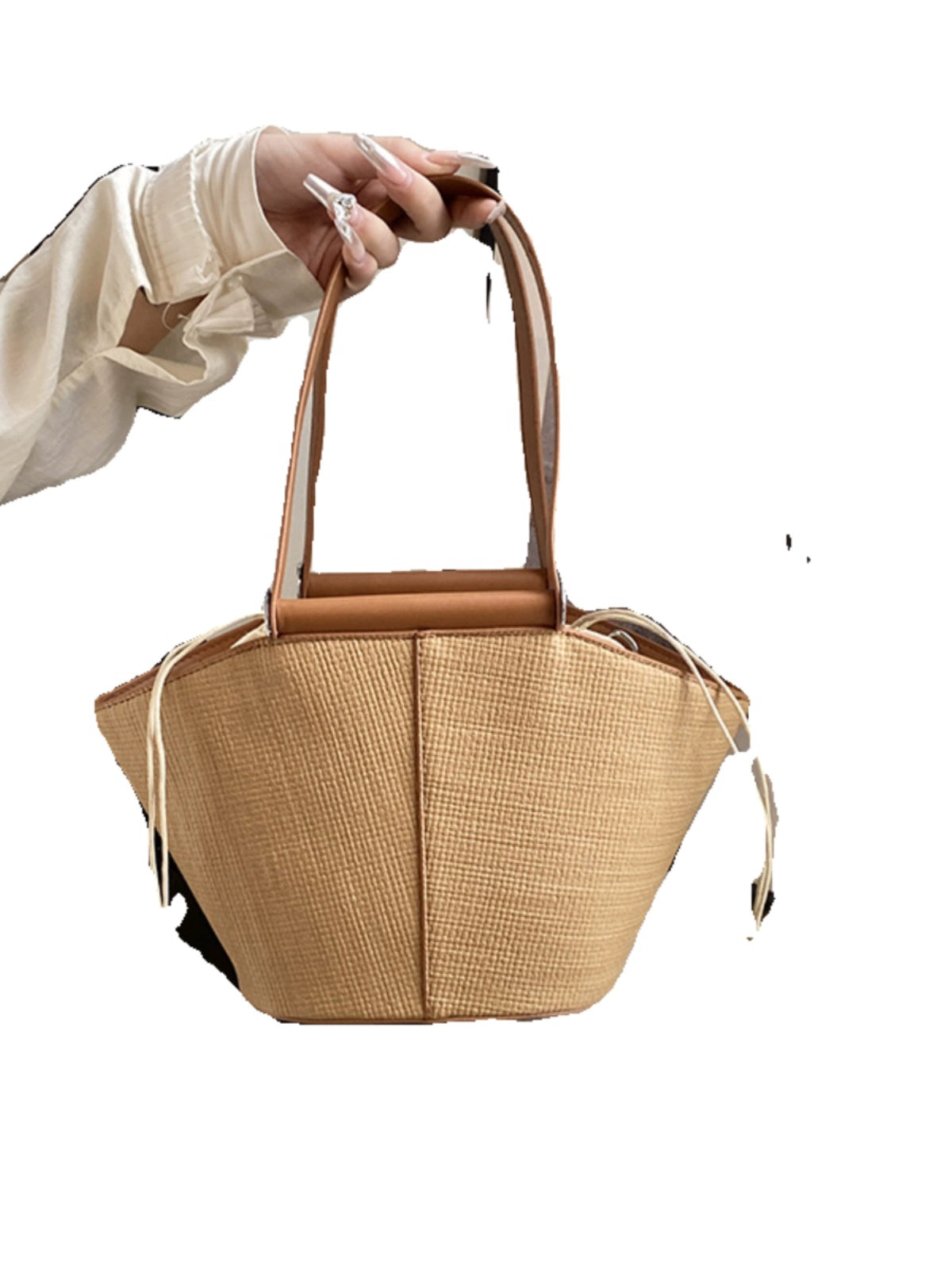 Women's Retro Satchel Vegetable Basket Straw Woven Bag