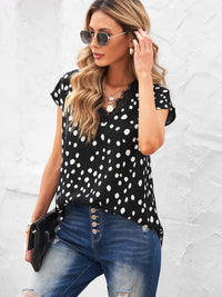 Dillamon Printed Chiffon Shirt Sexy Short Sleeve