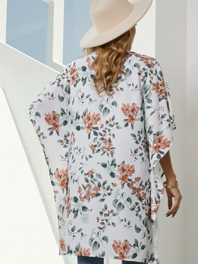 Summer Chiffon Shirt Loose Fashion V Neck Hem Short Sleeve