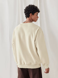 Autumn Solid Color with Padded Lining Simple Print round Neck Men's Pullover