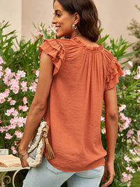 Loose V-neck Casual Pure Color Pullover Short Sleeve Tops