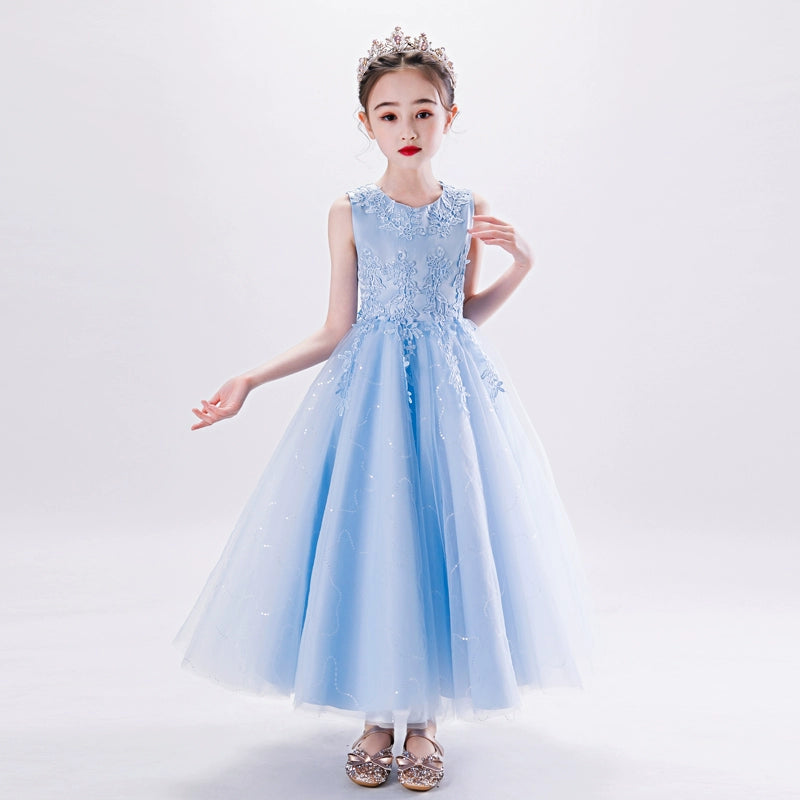 Girls Fashionable Princess Dress Girls Piano Performance Costume Children Small Host Classy Dress Flower Girl Wedding Dress