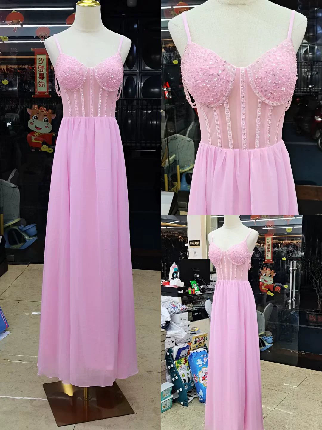 2 Chiffon Hand-Stitched Super Fairy Fluttering Nightclub Bar KTV Model Catwalk Evening Dress Covering Belly Thin Pink