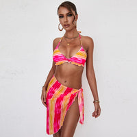 European and American Personalized Bikini Three-Piece Set Summer New Seaside Beach Vacation Sexy Backless Split Swimsuit Set