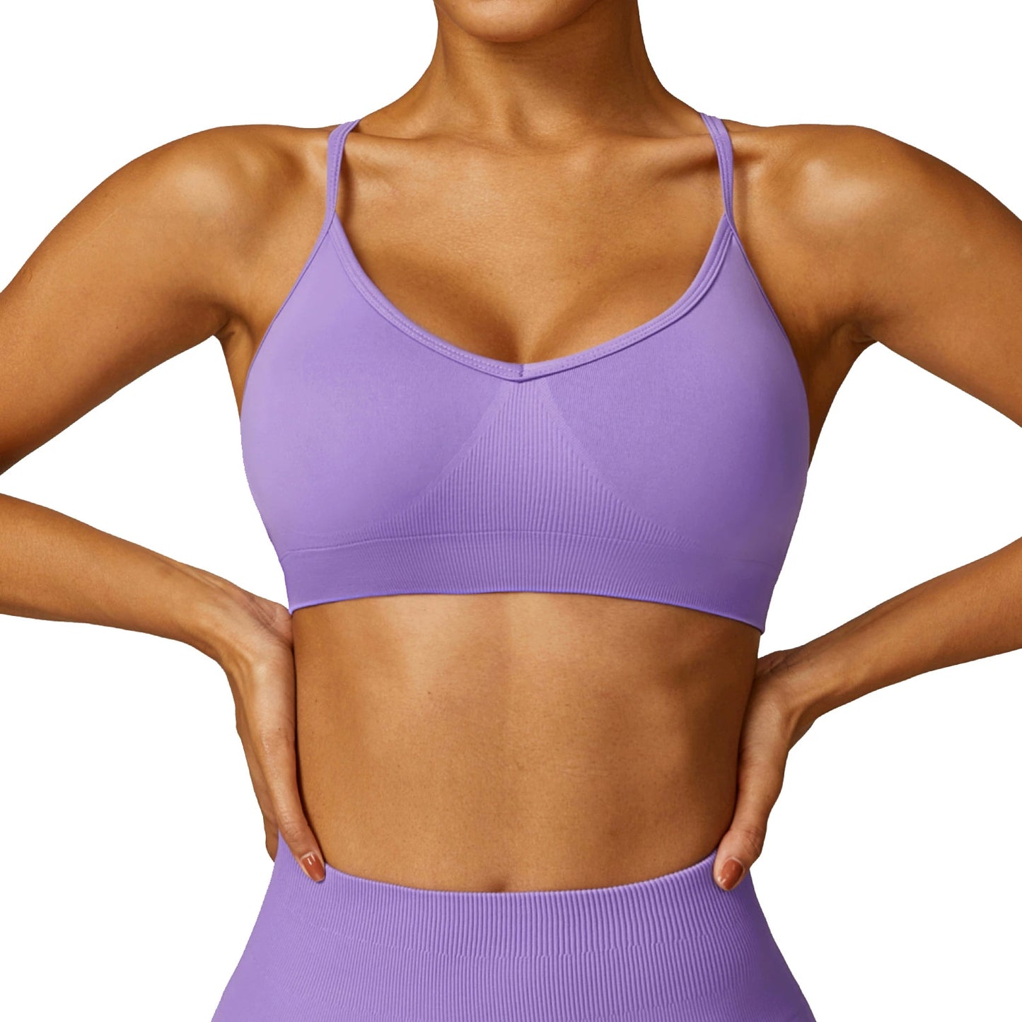 Fashion Seamless Beauty Back Yoga Bra Quick-Drying Tight Sports Underwear Outdoor All-Matching Workout Clothes for Women with Chest Pad