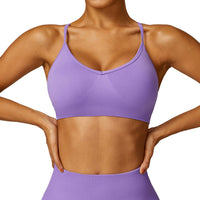 Fashion Seamless Beauty Back Yoga Bra Quick-Drying Tight Sports Underwear Outdoor All-Matching Workout Clothes for Women with Chest Pad