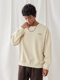 Autumn Solid Color with Padded Lining Simple Print round Neck Men's Pullover
