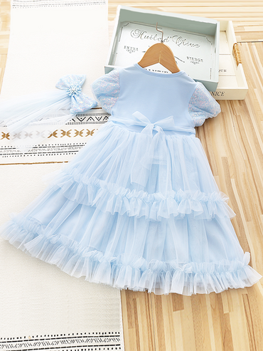 Elsa Girl Summer Dress Western Style Sequin Baby Princess Dress