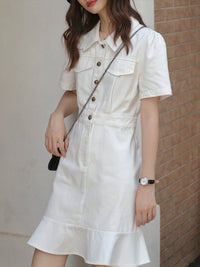 Women's White K-style Niche Style Summer Denim Dress