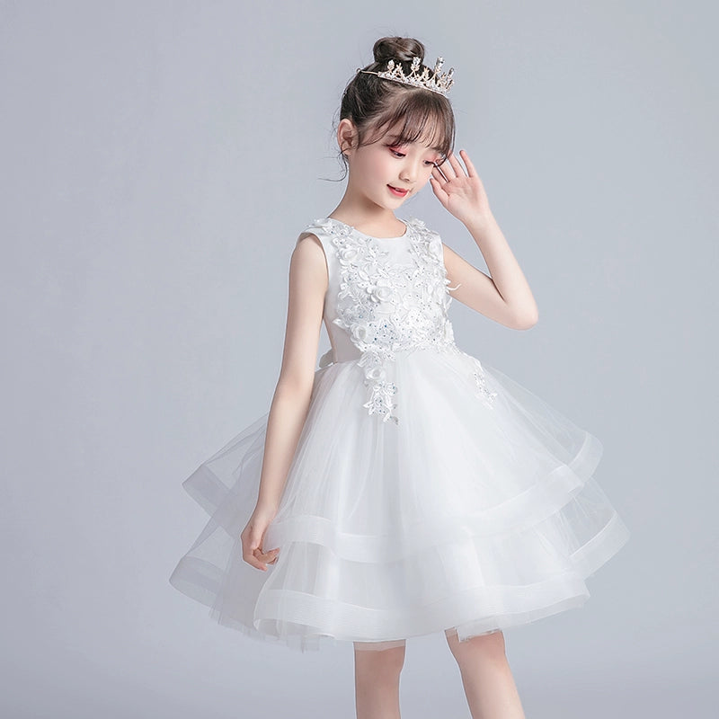 Girls' Princess Dress Summer Tulle Tutu Little Girls' Short Skirt Super Fashionable Children's Dress Piano Performance Performance Wear