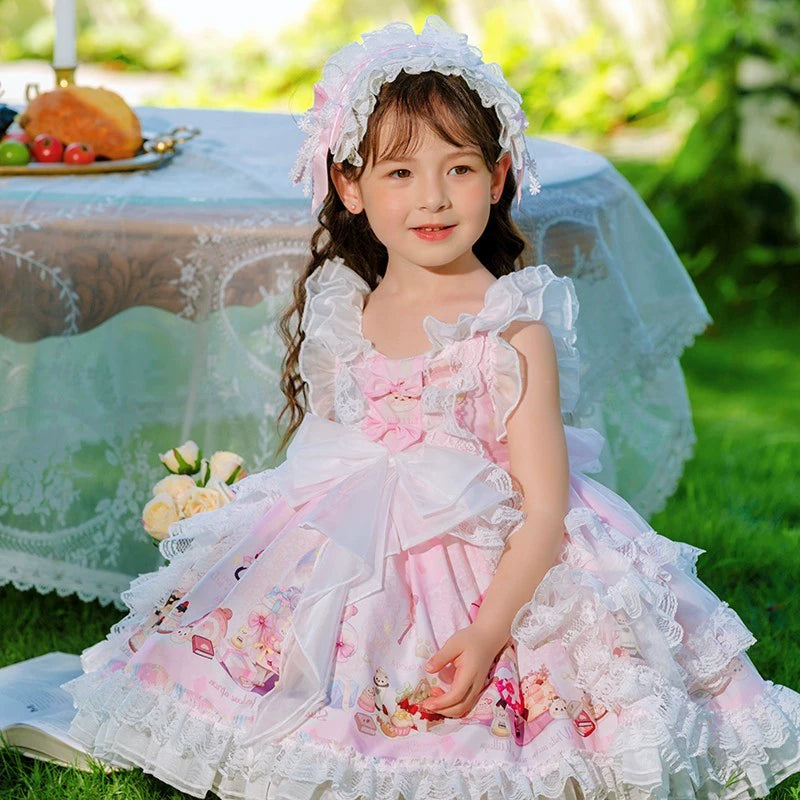 2023 Summer New Super Fashionable Girls' Lolita Princess Dress Cartoon Sweet Pettiskirt Dress