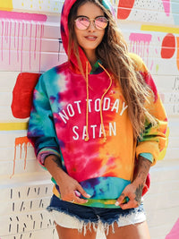 Fashion Color Tie Dye Thickened Hooded Pullover