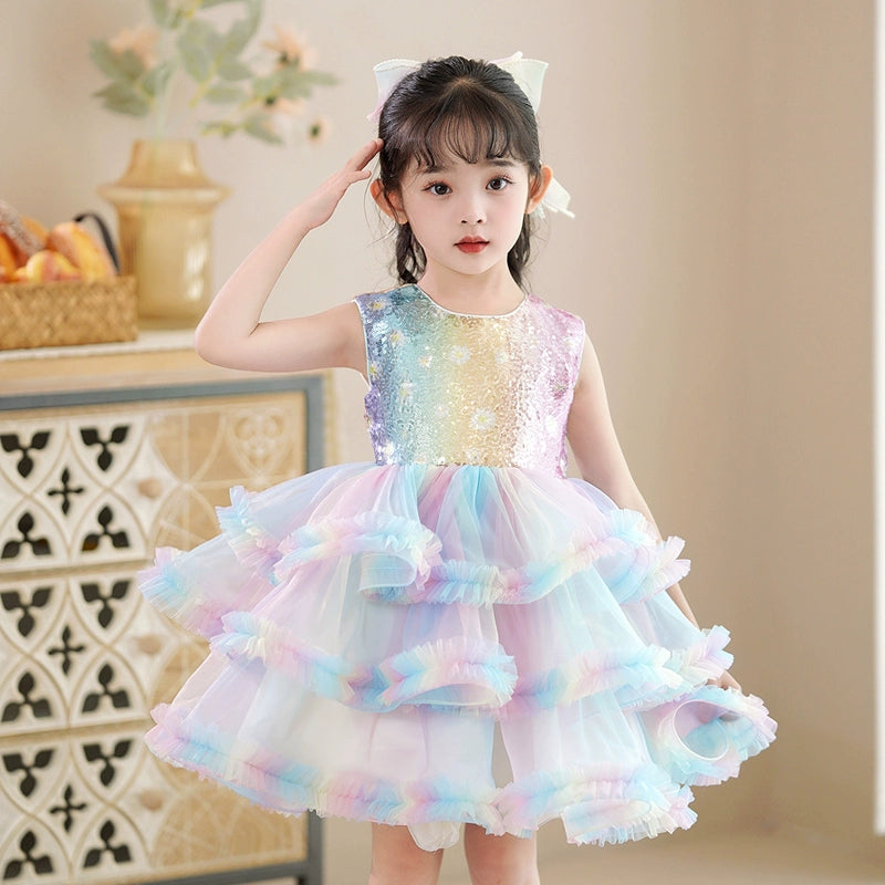 Children's Dress Princess Dress Summer Girl Tutu Dress Western Style Little Girl Piano Puffy Catwalk Performance Costumes