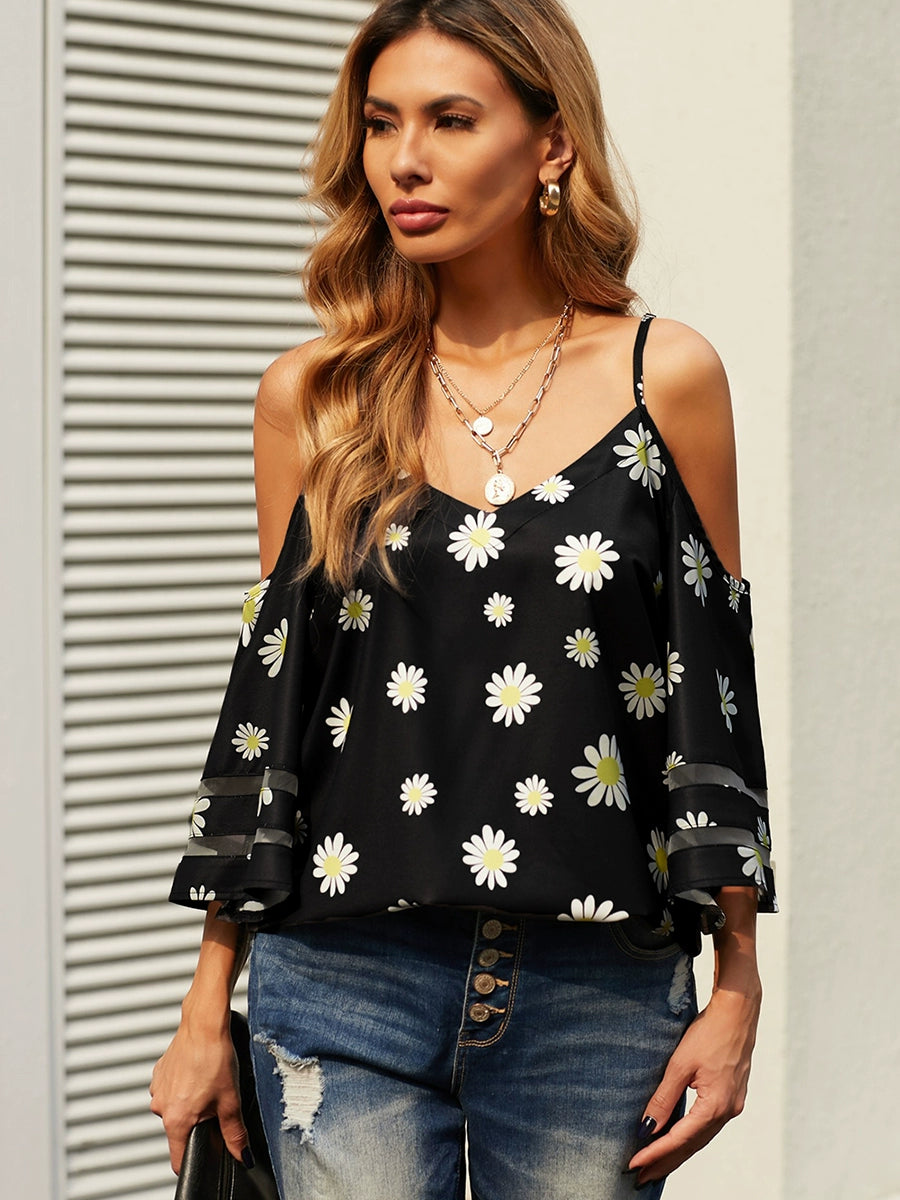 Casual Fashion Printed V-neck Sleeveless Tops Sling