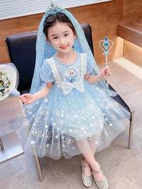 Elsa Summer Baby Girl Veil Princess Dress