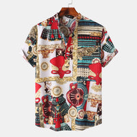 Men's Short-sleeved Shirt 2025 Summer New plus size Casual Hawaiian Printed Shirt Men's Cross-border Foreign Trade Men's Clothing