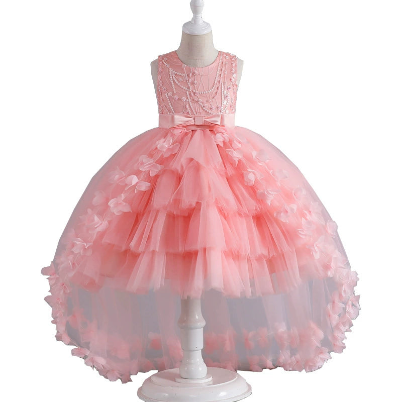 Girls' Trailing Dress Formal Dress Evening Dress Sleeveless Princess Dress Pettiskirt Cake Dress Party Dress Performance Dress