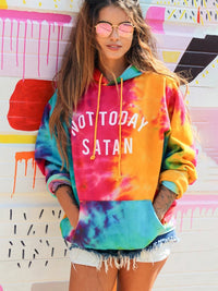 Fashion Color Tie Dye Thickened Hooded Pullover