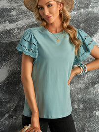 Speaker Pure Color Casual Half-Sleeve Base Tops Lace