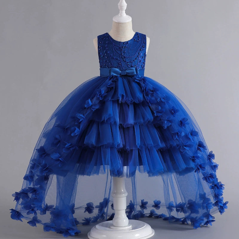 Girls' Trailing Dress Formal Dress Evening Dress Sleeveless Princess Dress Pettiskirt Cake Dress Party Dress Performance Dress