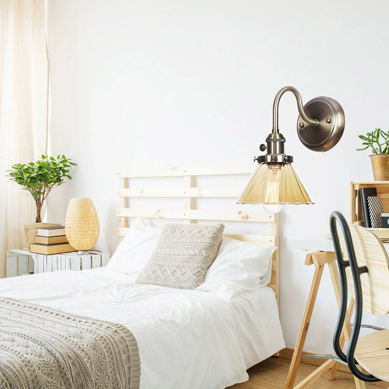 Fashion Minimalist Study Bedside Modern Retro Industrial Style Iron Art Electroplating Machinery Single Section Decorative Bronze Wall Lamp