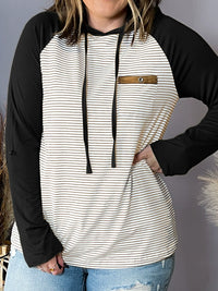 Fashion Plus Size Stripes Hooded Sweatshirt Women's 2024 Spring & Fall Thin Loose Casual Bottoming Top Women's Pullover