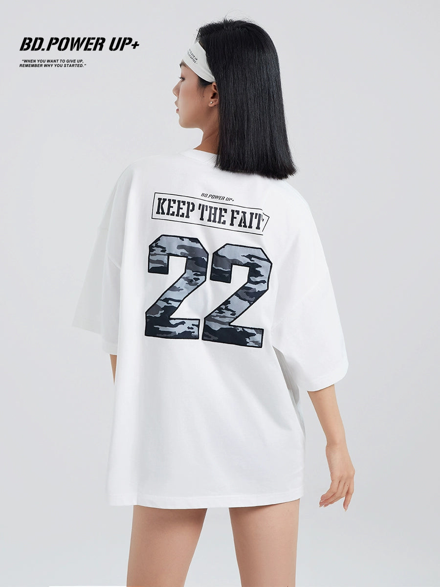 Camouflage Affixed Cloth Embroidered Men's All-Match Cotton Short-Sleeve T-shirt